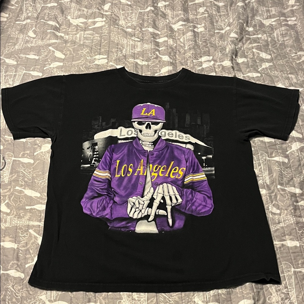 Black Men’s Los Angeles Lakers Colors Skeleton Graphic Tee